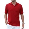 imageAlex Vando Mens Polo Shirts Short Sleeve Regular Fit Fashion Designed ShirtRed Jacquard