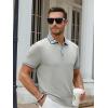 imageAlex Vando Mens Golf Shirts Moisture Wicking QuickDry Short Sleeve Fashion Designed Polo Shirts for MenGrey