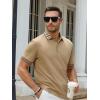 imageAlex Vando Mens Golf Shirts Moisture Wicking QuickDry Short Sleeve Fashion Designed Polo Shirts for MenKhaki