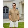 imageAlex Vando Mens Golf Shirts Moisture Wicking QuickDry Short Sleeve Fashion Designed Polo Shirts for MenKhaki