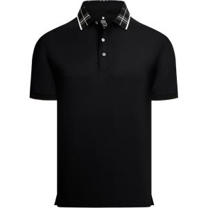 imageAlex Vando Mens Golf Shirts Moisture Wicking QuickDry Short Sleeve Fashion Designed Polo Shirts for MenBlack