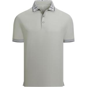 imageAlex Vando Mens Golf Shirts Moisture Wicking QuickDry Short Sleeve Fashion Designed Polo Shirts for MenGrey