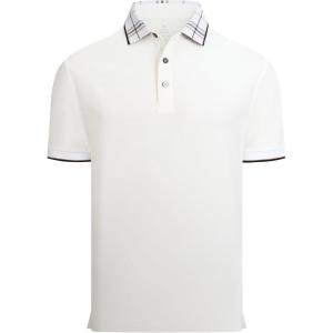 imageAlex Vando Mens Golf Shirts Moisture Wicking QuickDry Short Sleeve Fashion Designed Polo Shirts for MenWhite