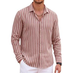 imageAlex Vando Mens Linen Long Sleeve Casual Button Down Shirt for Men Beach Wedding ShirtsBurgundy