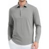 imageAlex Vando Mens Golf Shirt Moisture Wicking QuickDry Solid Long Sleeve Polo Shirts for MenGrey 09