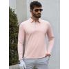imageAlex Vando Mens Golf Shirt Moisture Wicking QuickDry Solid Long Sleeve Polo Shirts for MenLt Pink 09