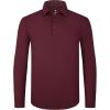 imageAlex Vando Mens Golf Shirt Moisture Wicking QuickDry Solid Long Sleeve Polo Shirts for MenBurgundy 09