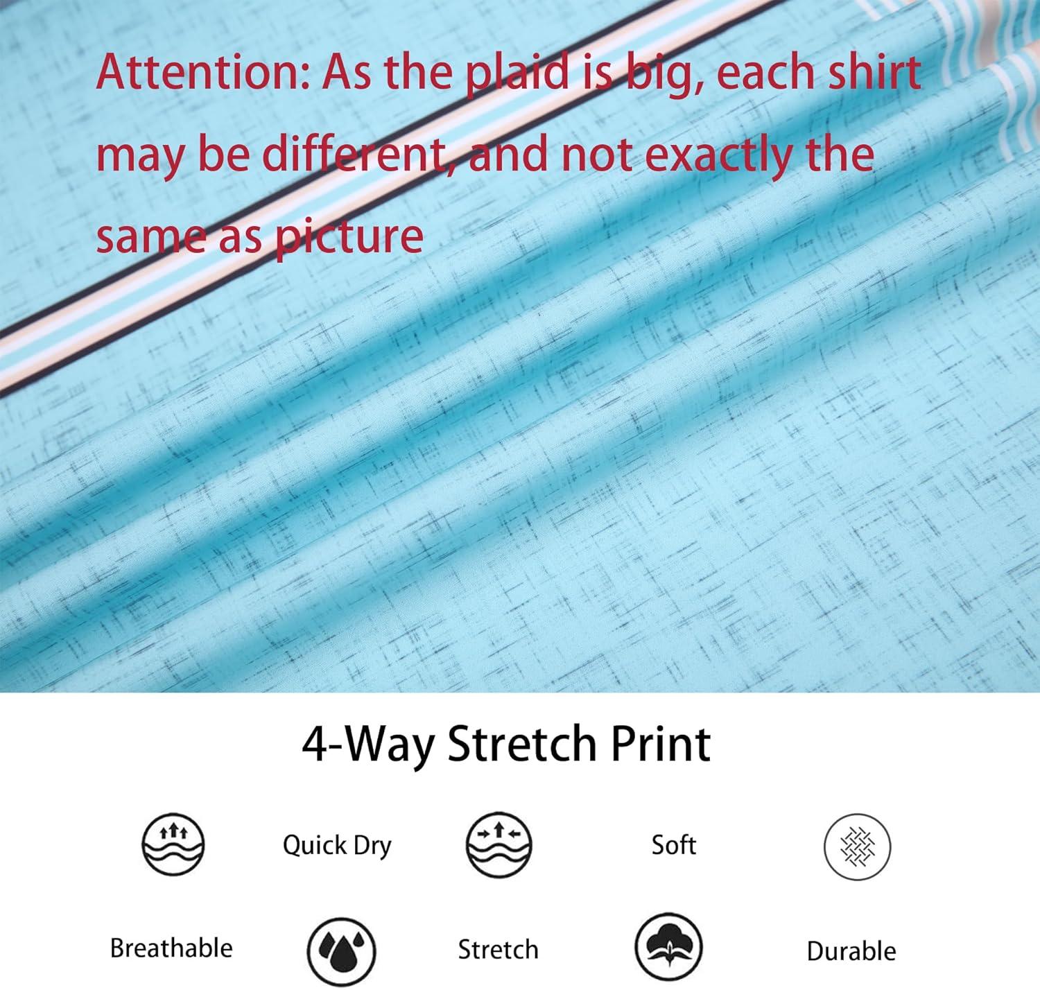 imageAlex Vando Mens Print Plaid Button Down Shirts Wrinkle Free 4Way Stretch Casual Dress Shirt for Men38 BlueGrey