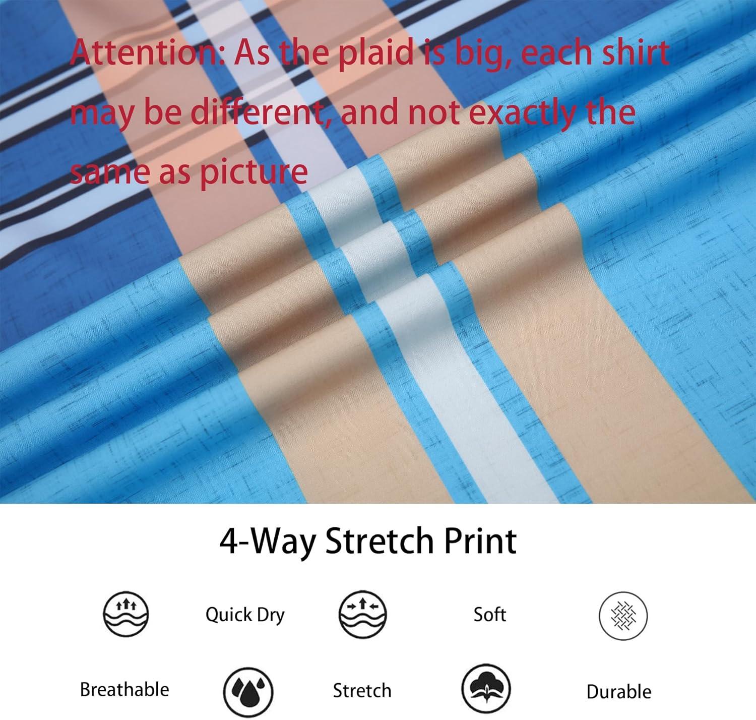 imageAlex Vando Mens Print Plaid Button Down Shirts Wrinkle Free 4Way Stretch Casual Dress Shirt for MenBlueRoyal