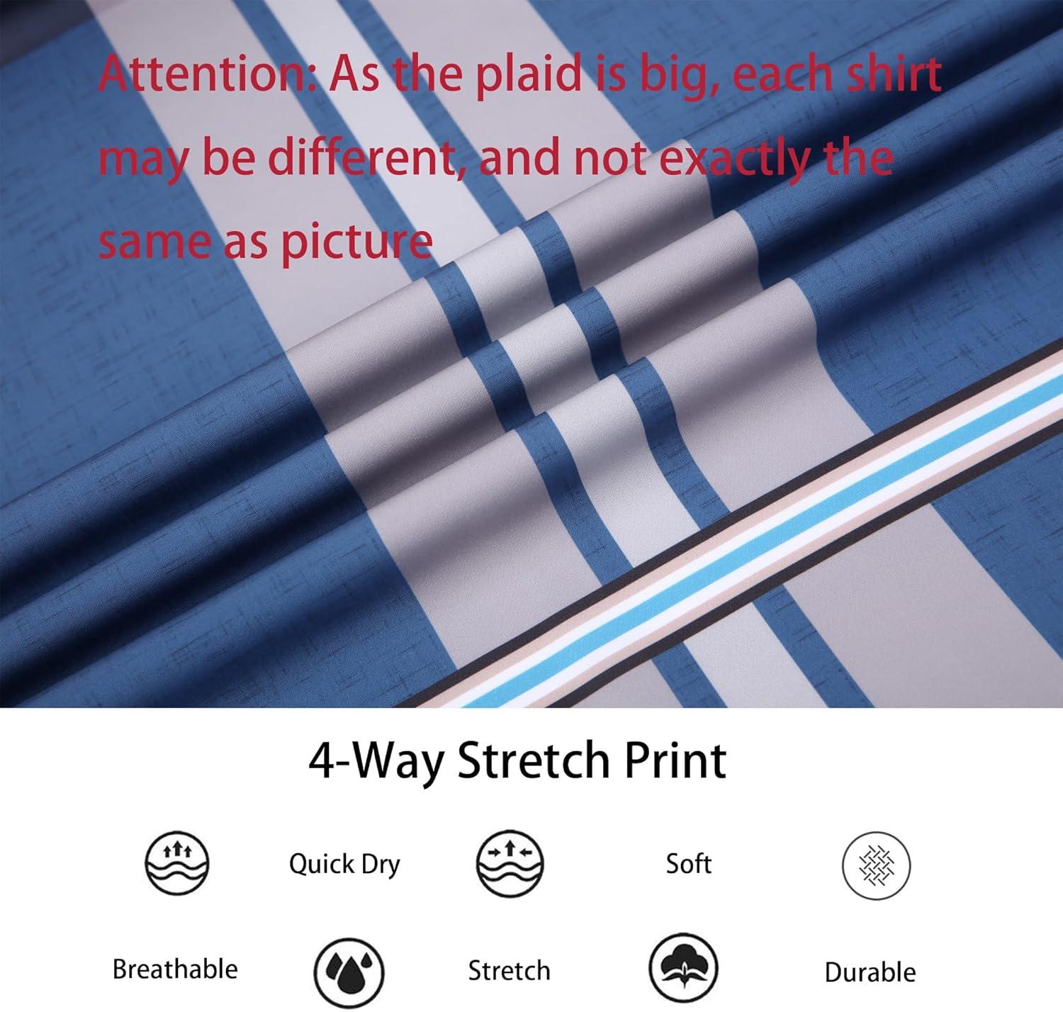 imageAlex Vando Mens Print Plaid Button Down Shirts Wrinkle Free 4Way Stretch Casual Dress Shirt for MenRoyalBlack