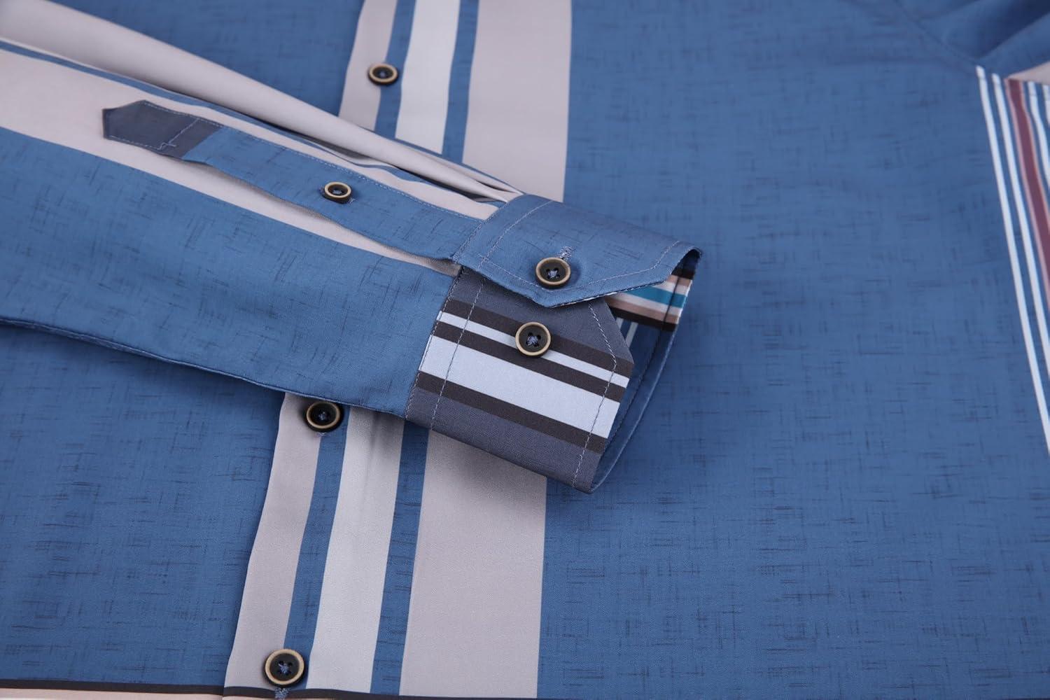 imageAlex Vando Mens Print Plaid Button Down Shirts Wrinkle Free 4Way Stretch Casual Dress Shirt for MenRoyalBlack