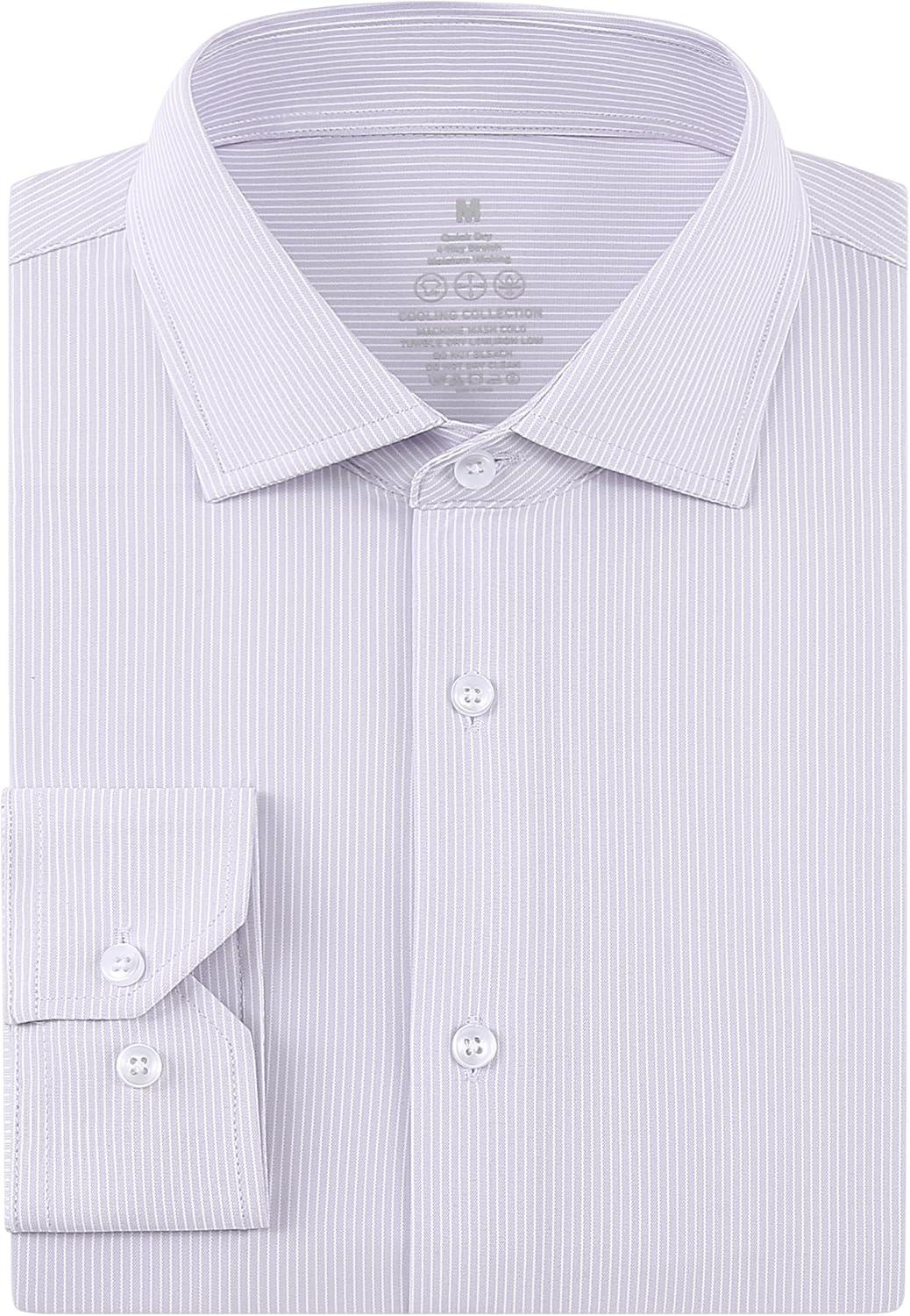 imageAlex Vando Mens Stripe Dress Shirt FastDrying Easy Care Long Sleeve Regular Fit Button Down ShirtsLilac