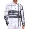 imageAlex Vando Mens Print Plaid Button Down Shirts Wrinkle Free 4Way Stretch Casual Dress Shirt for MenWhiteBlack