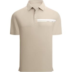 imageAlex Vando Mens Golf Shirt Moisture Wicking Performance ampamp Polished Style Polo Shirts for MenKhaki Pique
