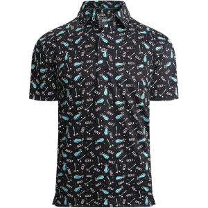 imageAlex Vando Mens Golf Shirt Moisture Wicking QuickDry Print Performance Polo Shirts for MenBlack Golf Club Bag