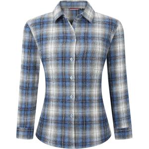 imageAlex Vando Womens Flannel Shirt Regular Long Sleeve Button Down Flannel Shirts for WomenRhinestone BlueGrey