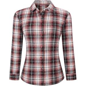 imageAlex Vando Womens Flannel Shirt Regular Long Sleeve Button Down Flannel Shirts for WomenRhinestone WineBlack