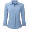 imageAlex Vando Womens Dress Shirts Wrinkle Free Regular Fit Long Sleeve Stretch Work ShirtHidden Placket Dusty Blue