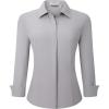 imageAlex Vando Womens Dress Shirts Wrinkle Free Regular Fit Long Sleeve Stretch Work ShirtHidden Placket Lt Grey
