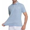 image:imageAlex Vando Mens Check Print Golf Shirt Cooling Stretch Short Sleeve Shirt for Golf Work amp CasualBlue Check