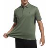 image:imageAlex Vando Mens Golf Polo Shirt Lightweight Textured 4Way Stretch Performance Polo with Mesh SideArmy