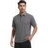 image:imageAlex Vando Mens Golf Polo Shirt Lightweight Textured 4Way Stretch Performance Polo with Mesh SideCharcoal