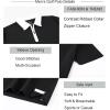 image:imageAlex Vando Mens Golf Shirt Quick Dry Stretch Performance Zip Short Sleeve Polo ShirtBlack