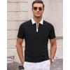 image:imageAlex Vando Mens Golf Shirt Quick Dry Stretch Performance Zip Short Sleeve Polo ShirtBlack
