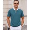 image:imageAlex Vando Mens Golf Shirt Quick Dry Stretch Performance Zip Short Sleeve Polo ShirtTeal