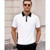 image:imageAlex Vando Mens Golf Shirt Quick Dry Stretch Performance Zip Short Sleeve Polo ShirtWhite