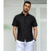image:imageAlex Vando Mens Jacquard Knit Button Down Shirts Breathable Stretch Business Casual Short Sleeve ShirtBlack