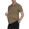 image:imageAlex Vando Mens Jacquard Knit Button Down Shirts Breathable Stretch Business Casual Short Sleeve ShirtCoffee