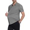 image:imageAlex Vando Mens Jacquard Knit Button Down Shirts Breathable Stretch Business Casual Short Sleeve ShirtGrey