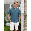 image:imageAlex Vando Mens Jacquard Knit Button Down Shirts Breathable Stretch Business Casual Short Sleeve ShirtTeal