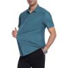 image:imageAlex Vando Mens Jacquard Knit Button Down Shirts Breathable Stretch Business Casual Short Sleeve ShirtTeal