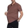 image:imageAlex Vando Mens Jacquard Knit Button Down Shirts Breathable Stretch Business Casual Short Sleeve ShirtWine