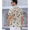 image:imageAlex Vando Mens Lace Shirt Short Sleeve SeeThrough Pattern Summer Beach Button Down ShirtBeige Black Flower