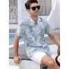 image:imageAlex Vando Mens Lace Shirt Short Sleeve SeeThrough Pattern Summer Beach Button Down ShirtBlue Dye