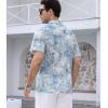 image:imageAlex Vando Mens Lace Shirt Short Sleeve SeeThrough Pattern Summer Beach Button Down ShirtBlue Dye