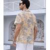 image:imageAlex Vando Mens Lace Shirt Short Sleeve SeeThrough Pattern Summer Beach Button Down ShirtBlue Leaf