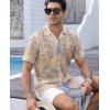 image:imageAlex Vando Mens Lace Shirt Short Sleeve SeeThrough Pattern Summer Beach Button Down ShirtBlue Leaf