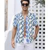 image:imageAlex Vando Mens Lace Shirt Short Sleeve SeeThrough Pattern Summer Beach Button Down ShirtBlue Wave