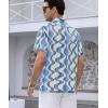 image:imageAlex Vando Mens Lace Shirt Short Sleeve SeeThrough Pattern Summer Beach Button Down ShirtBlue Wave