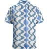 image:imageAlex Vando Mens Lace Shirt Short Sleeve SeeThrough Pattern Summer Beach Button Down ShirtBlue Wave