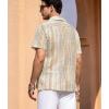 image:imageAlex Vando Mens Lace Shirt Short Sleeve SeeThrough Pattern Summer Beach Button Down ShirtBrown Line