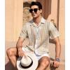 image:imageAlex Vando Mens Lace Shirt Short Sleeve SeeThrough Pattern Summer Beach Button Down ShirtBrown Line