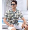 image:imageAlex Vando Mens Lace Shirt Short Sleeve SeeThrough Pattern Summer Beach Button Down ShirtGrey Geometry