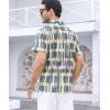 image:imageAlex Vando Mens Lace Shirt Short Sleeve SeeThrough Pattern Summer Beach Button Down ShirtGrey Geometry