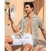image:imageAlex Vando Mens Lace Shirt Short Sleeve SeeThrough Pattern Summer Beach Button Down ShirtKhaki Diamond