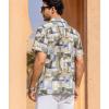 image:imageAlex Vando Mens Lace Shirt Short Sleeve SeeThrough Pattern Summer Beach Button Down ShirtMulti Geometry
